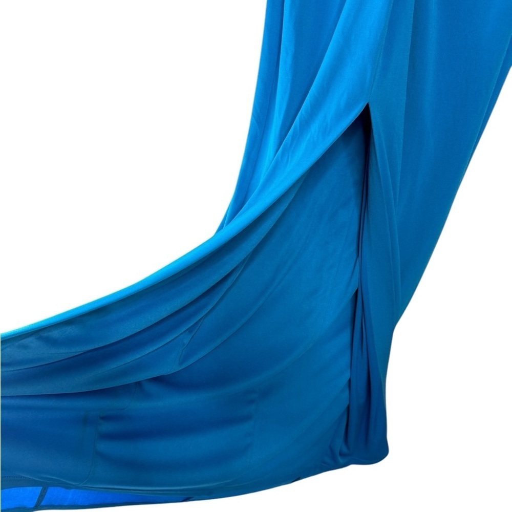 Badgley Mischka Royal Blue Halter Maxi Gown with Front Slit - Picture 6 of 15